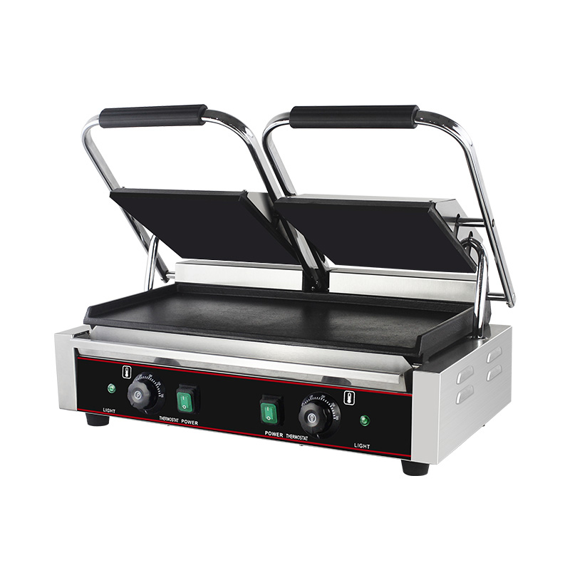 ماكينة شواء بانيني كهربائية مزدوجة الألواح من الفولاذ المقاوم للصدأ